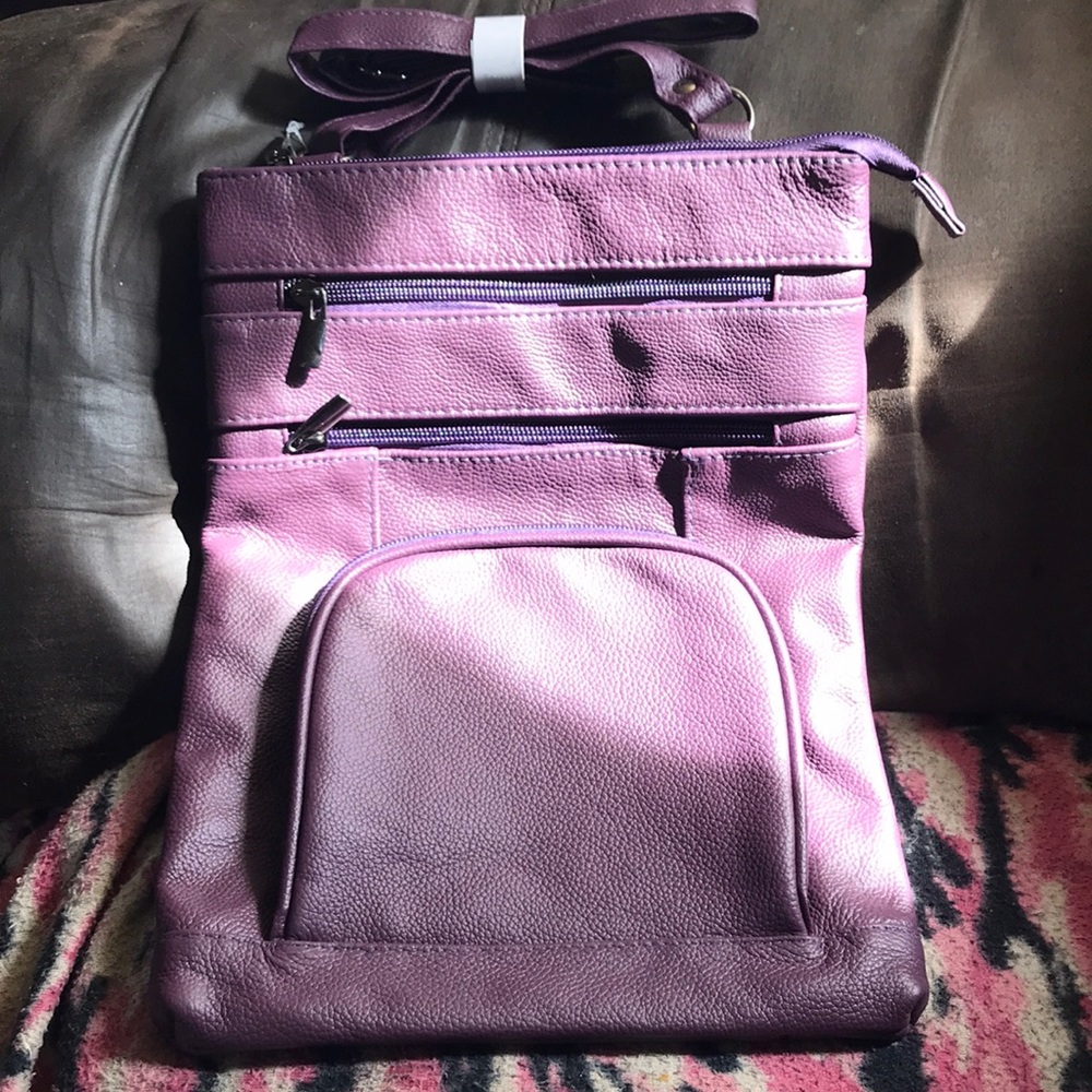 Mob Stub purple leather XL  crossbody bag